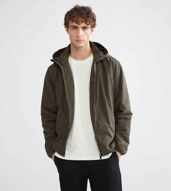 Solid Standard Fit Hooded Jacket
