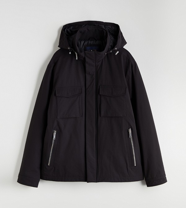 Solid Zip-Through Hooded Jacket
