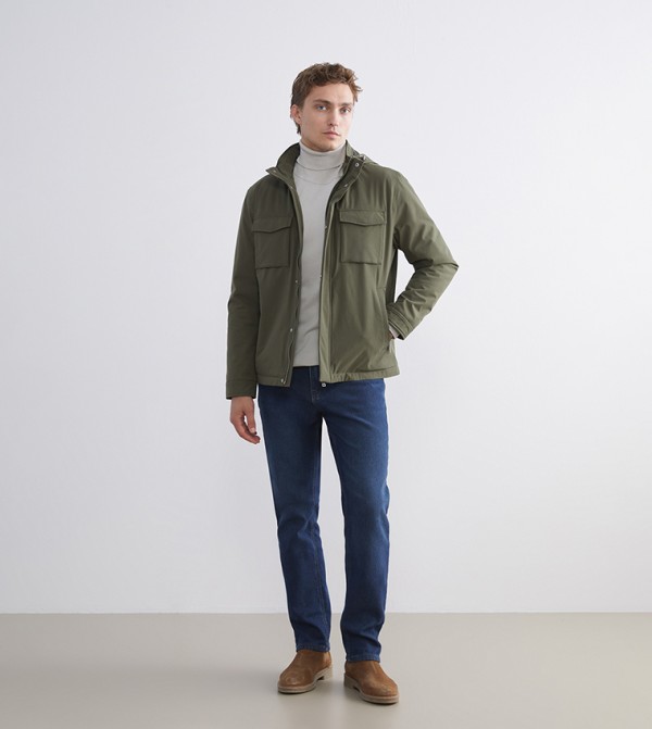 Solid Zip-Through Hooded Jacket