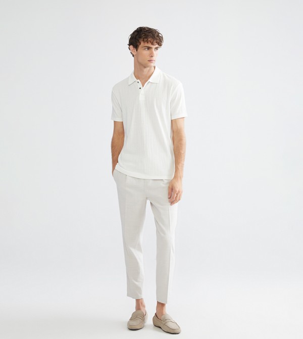 Textured Short Sleeves Polo T-Shirt