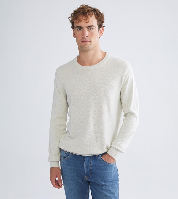 CLASSIC Textured Tricot Crew Neck Sweater