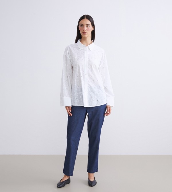 Solid Elastic Waist Carrot Fit Jeans