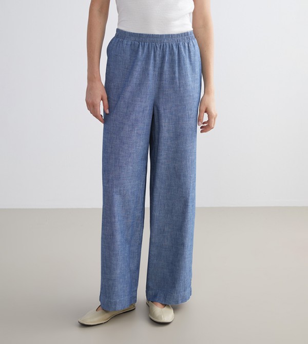 Elastic Waist Wide Leg Jeans