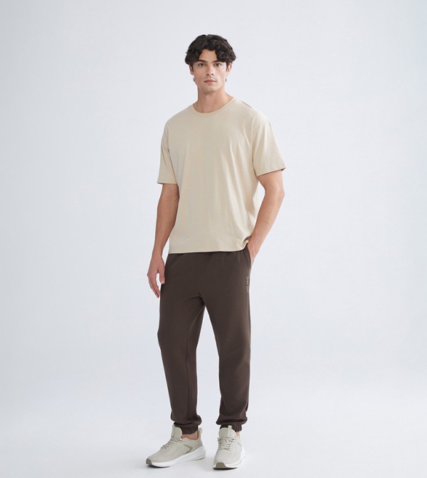 Solid Drawstring Waist Standard Fit Joggers