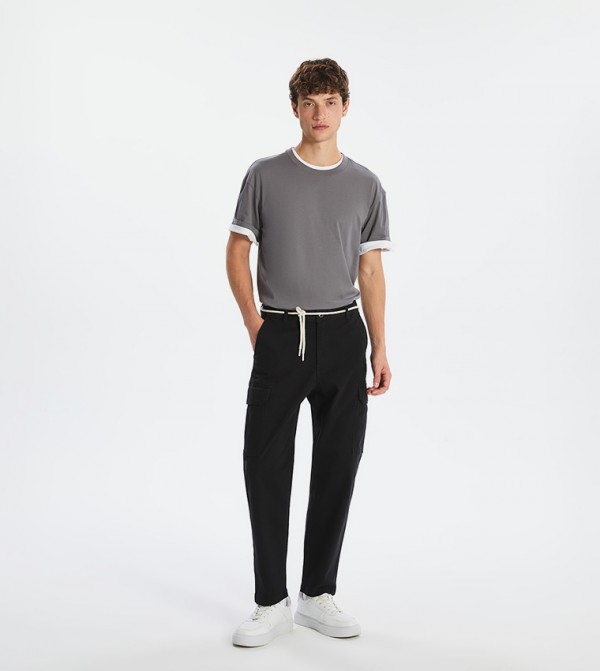 Mid Rise Slim Fit Twill Trousers