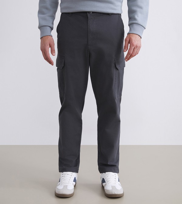 Mid Rise Twill Cargo Trousers