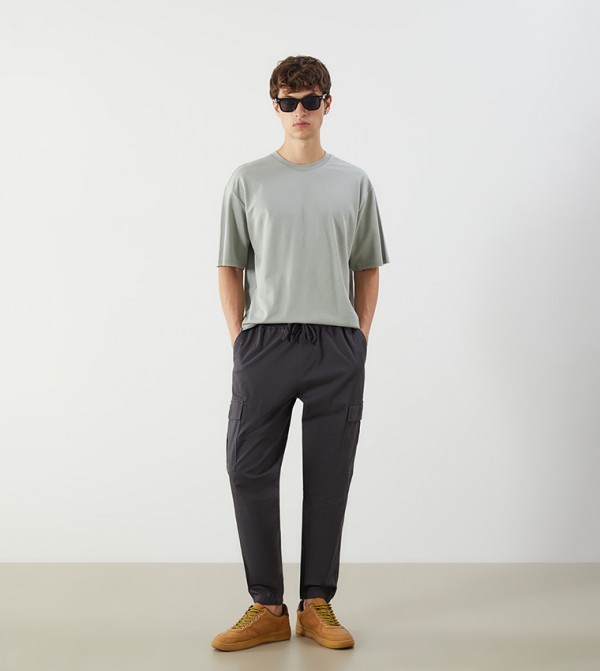 Solid Twill Cargo Trousers