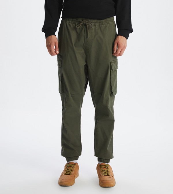 Mid Rise Twill Cargo Trousers