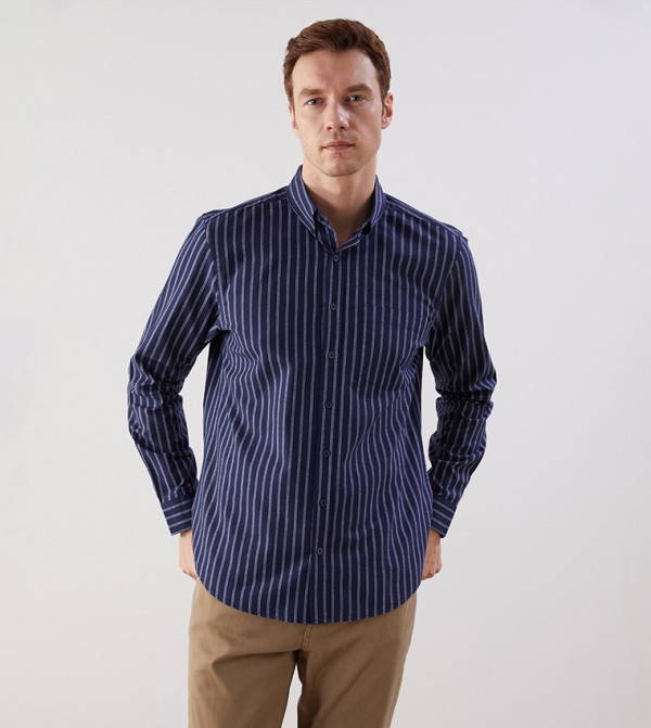 Buy LC Waikiki Striped Slim Fit Shirt In Blue | 6thStreet UAE