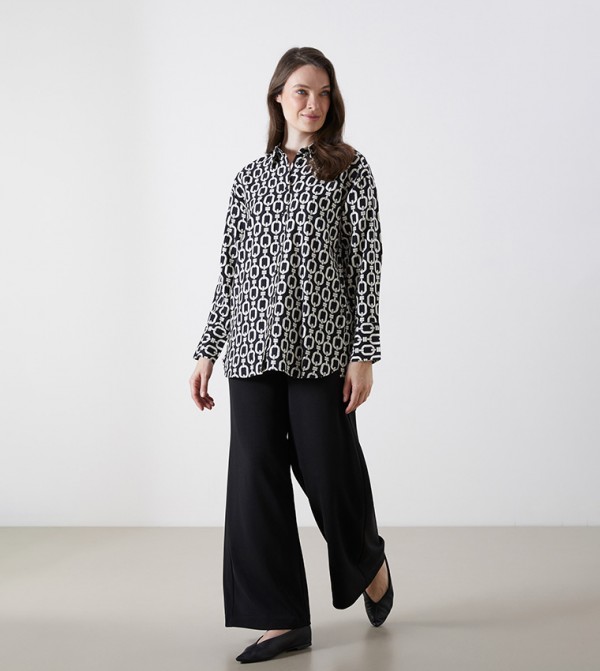 Elastic Waist Wide Leg Trousers