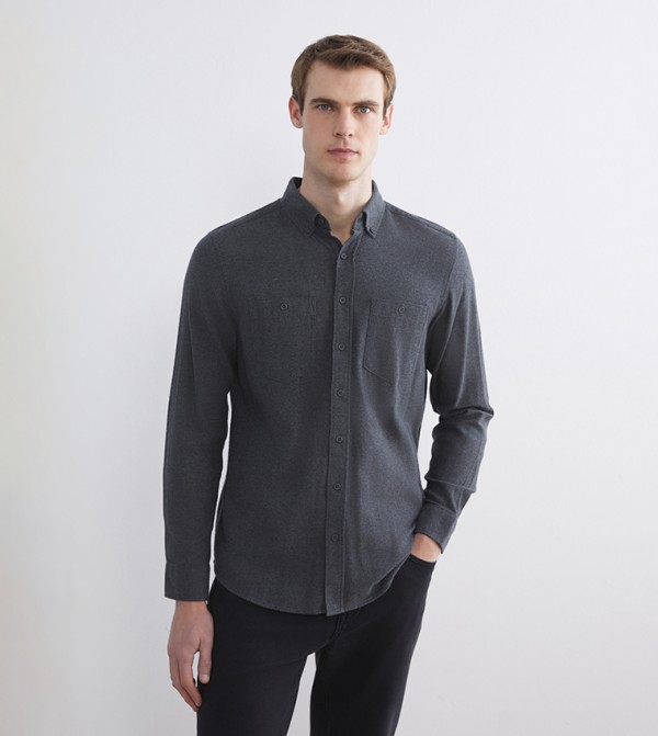 Regular Fit Long Sleeves Gabardine Shirt