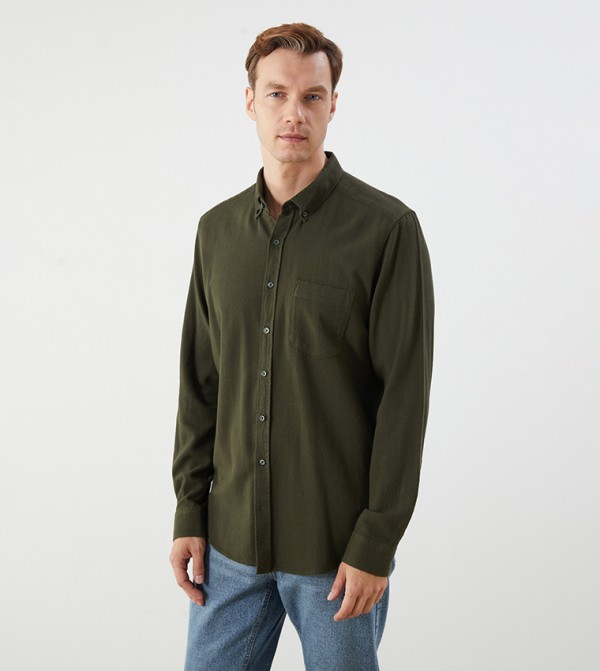 Regular Fit Long Sleeves Dobby Shirt