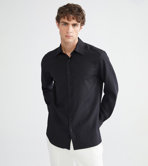 Textured Long Sleeves Dobby Shirt