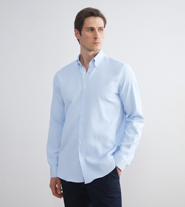 Textured Long Sleeves Dobby Shirt