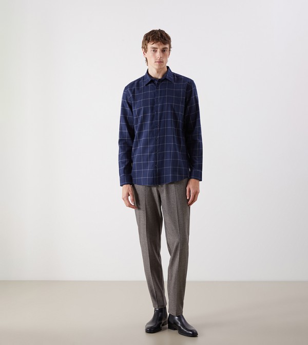 Plaid Slim Fit Long Sleeves Twill Shirt