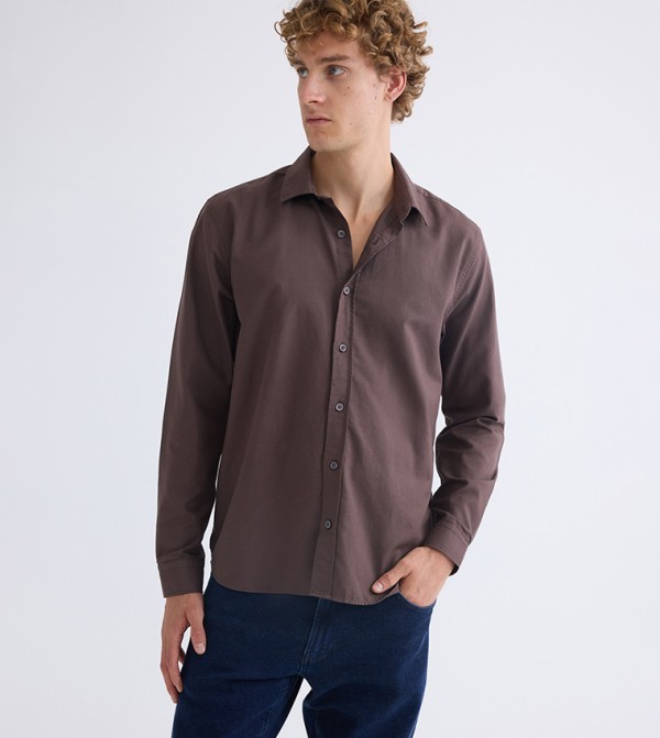 Regular Fit Long Sleeves Gabardine Shirt