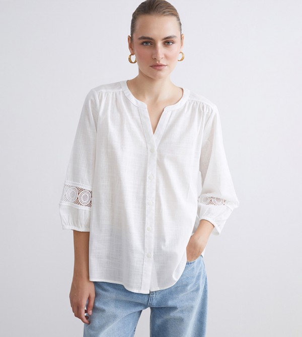 Lace Detail 3/4 Sleeves Shirt