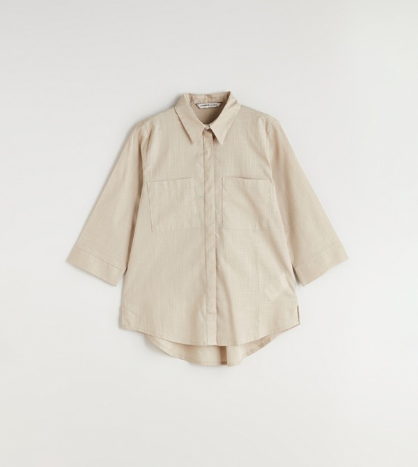 Solid 3/4 Sleeves Loose Fit Shirt