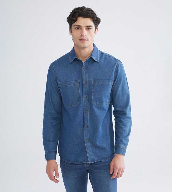 Washed Long Sleeves Denim Shirt