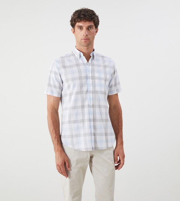 Plaid Short Sleeves Poplin Shirt