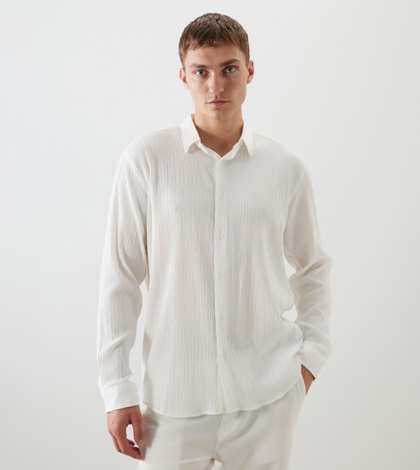 Textured Long Sleeves Regular Fit Shirt