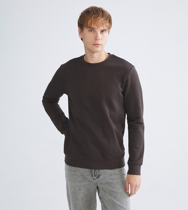 سويتشيرت رجالي سادة بقبة سادة 