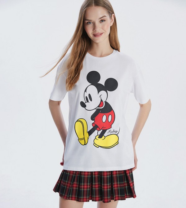 Mickey Mouse Print Short Sleeves T-Shirt