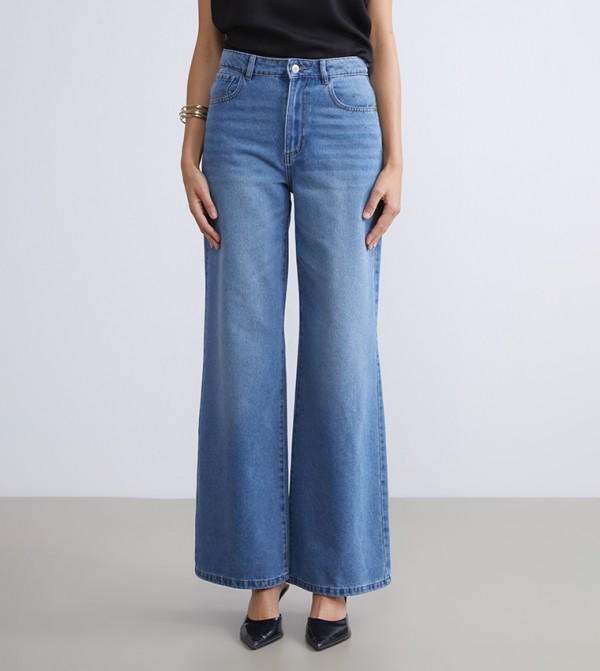 Washed High Waist Wide Leg Jeans