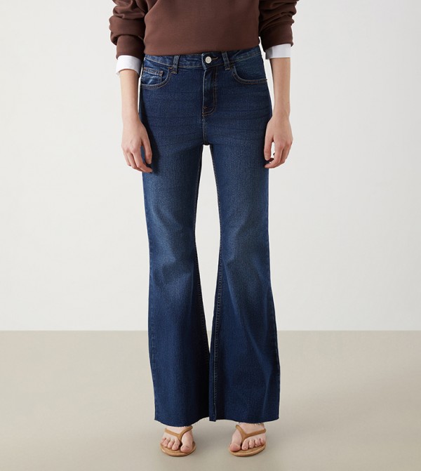Washed High Waist Flared Jeans