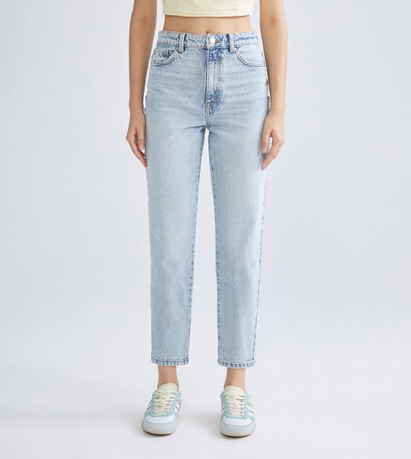 Washed High Waist Slim Fit Jeans