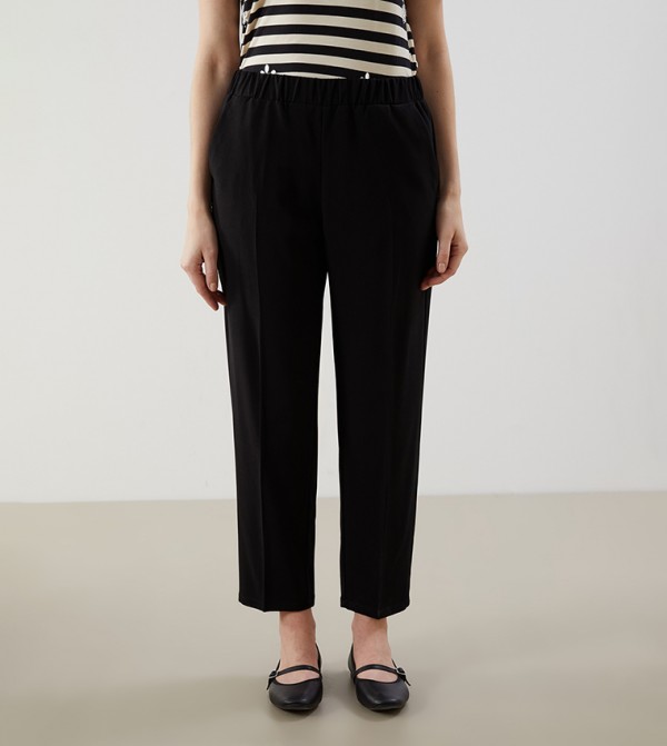 Elastic Waist Slim Fit Trousers