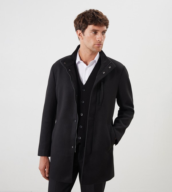 Solid Long Sleeves Cachet Coat