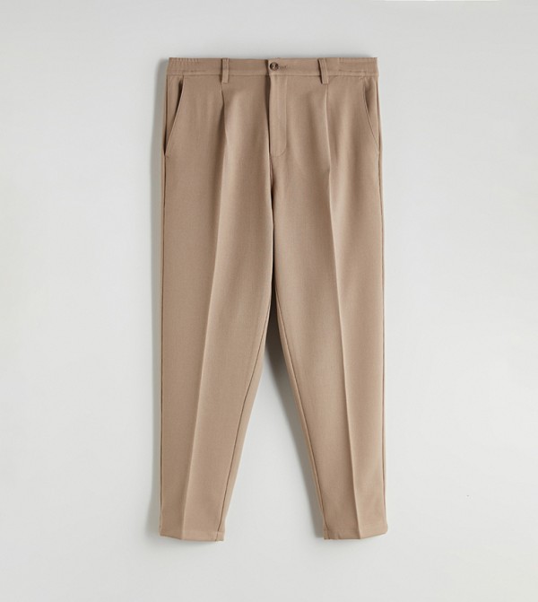 Solid Mid Rise Slim Fit Trousers