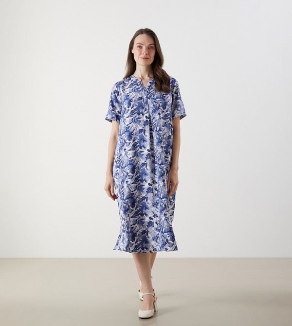 Printed Short Sleeves Midi Dress