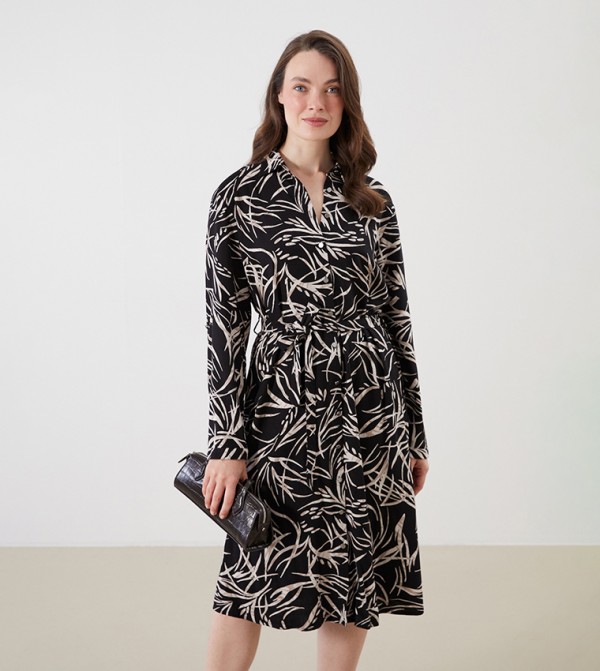 Printed Long Sleeves Mini Dress