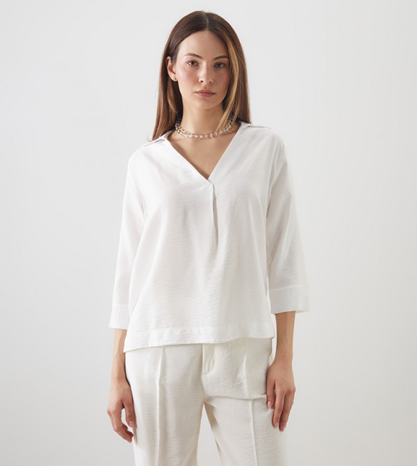 Solid Long Sleeves Woven Top