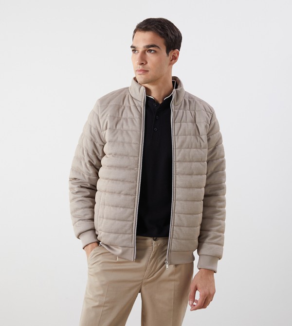 Zippered High Neck Puffer Jacket