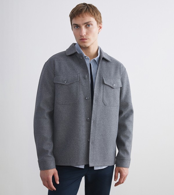 VISION Pocket Detail Long Sleeves Cachet Shacket