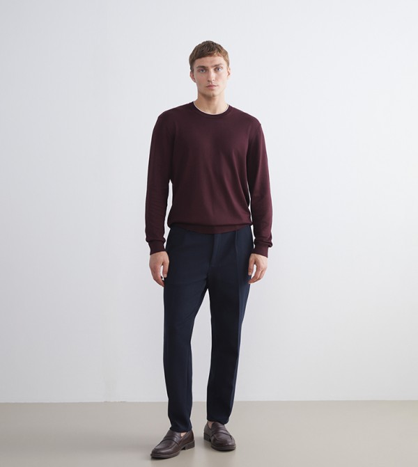 Pleat Detail Tapered Fit Trousers