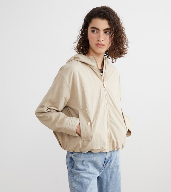 Zippered Hooded Oversized Raincoat