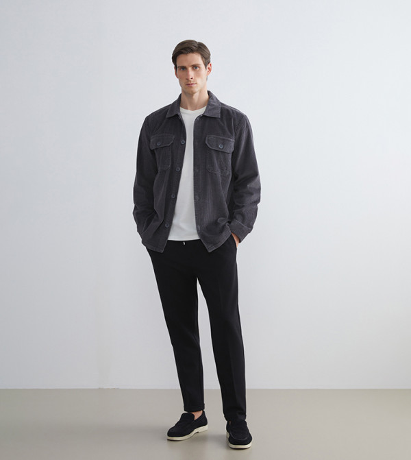 Drawstring Waist Slim Fit Trousers