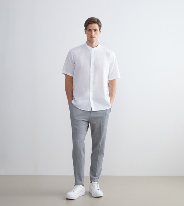 Drawstring Waist Slim Fit Trousers
