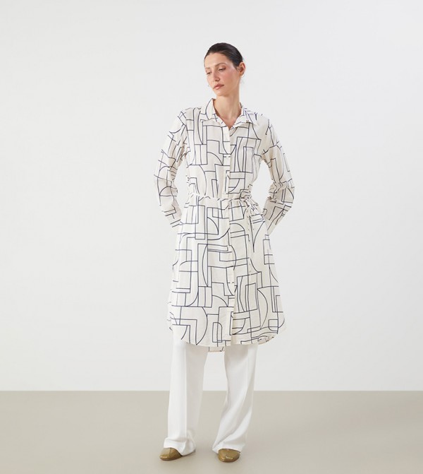 Patterned Oversized Shirt Tunic