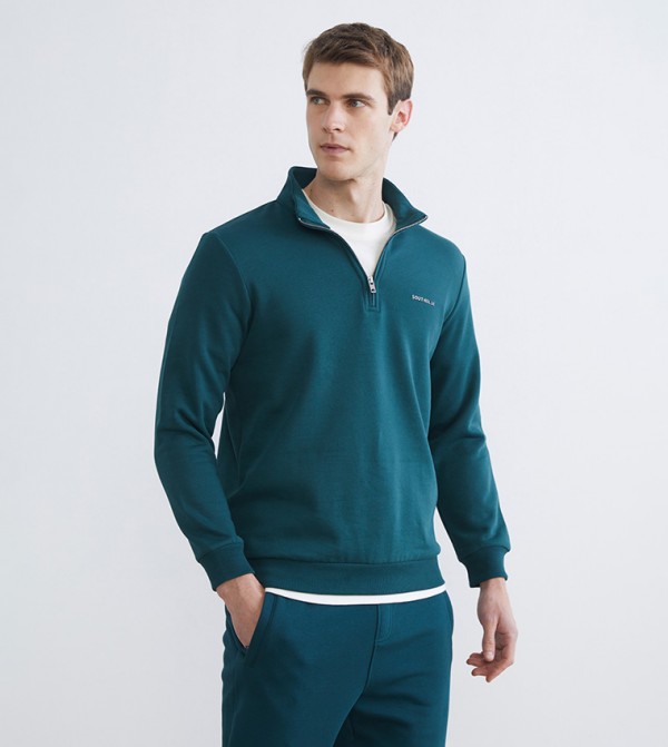 Printed Funnel Neck Thick Sweatshirt