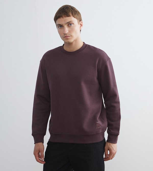 VISION Solid Crew Neck Sweatshirt