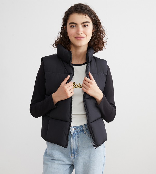 High Neck Zip-Through Puffer Gilet