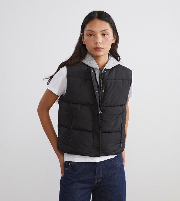 Solid Sleeveless Hooded Gilet