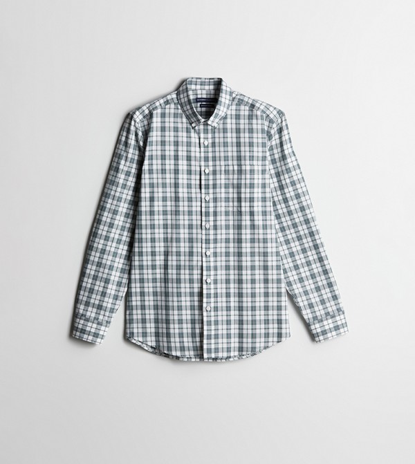 Plaid Long Sleeves Regular Fit Poplin Shirt