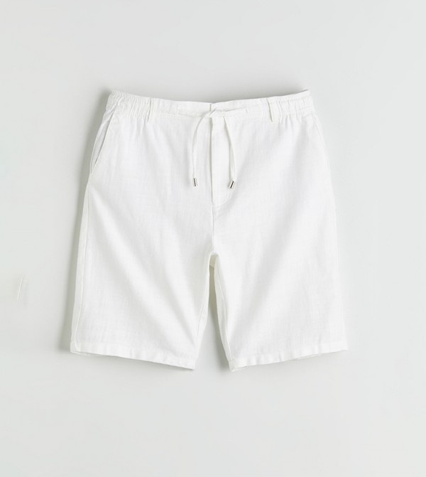 Drawstring Waist Linen-Look Shorts