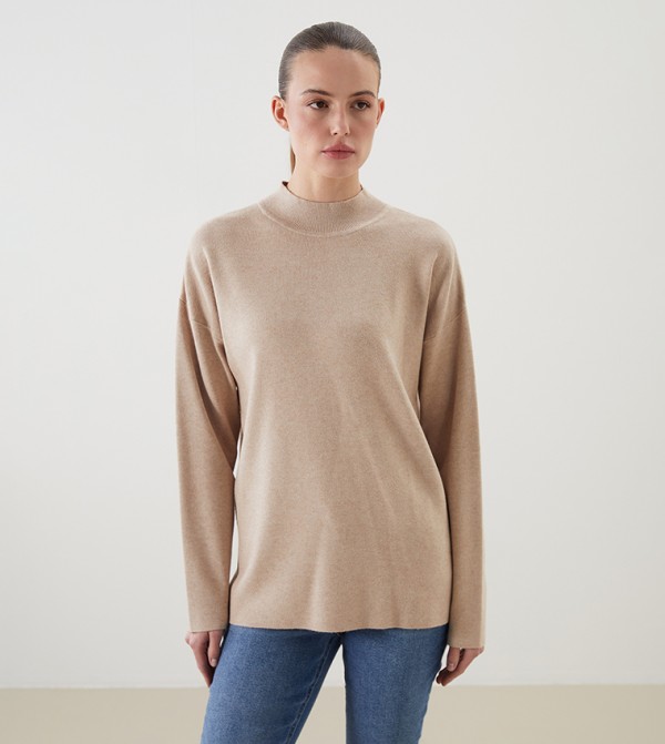 Knitted Mock Neck Sweater